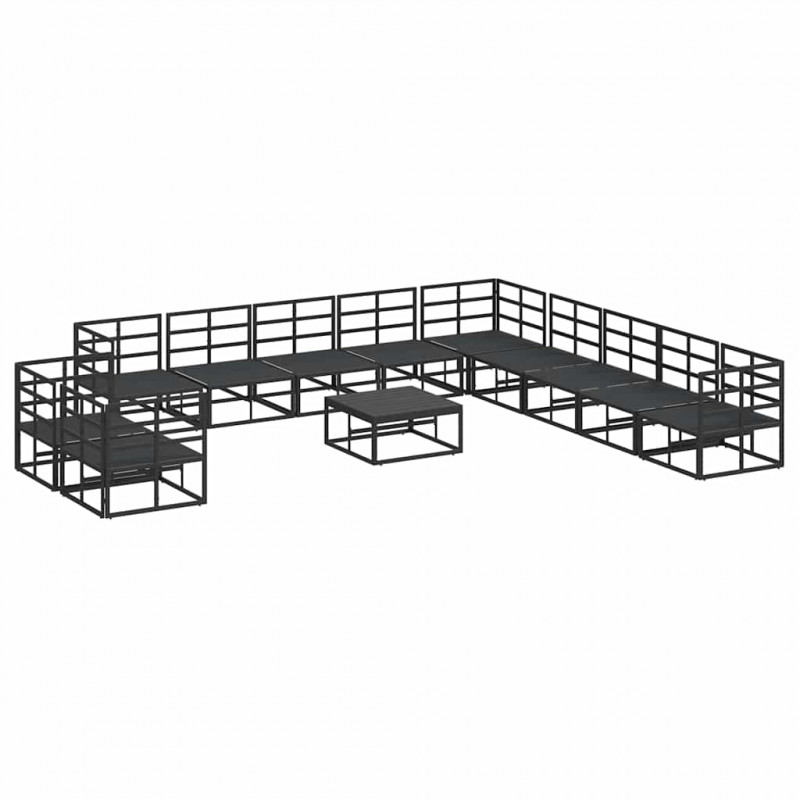 Zestaw Sof na Ogród z poduszką 12 pcs Czarny Aluminium