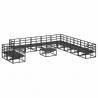 Zestaw Sof na Ogród z poduszką 12 pcs Czarny Aluminium