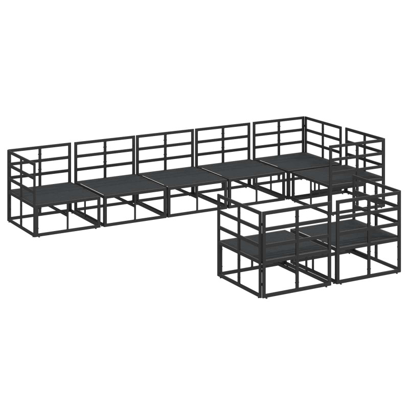 Zestaw Sof na Ogród z poduszką 8 pcs Czarny Aluminium