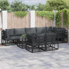 Zestaw Sof na Ogród z poduszką 9 pcs Czarny Aluminium