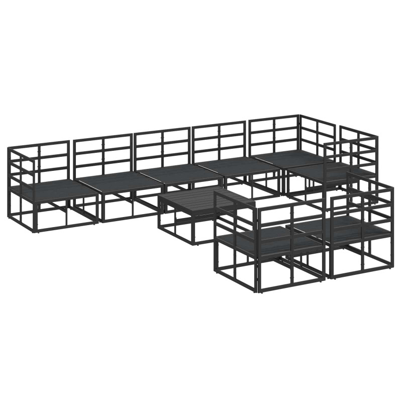 Zestaw Sof na Ogród z poduszką 9 pcs Czarny Aluminium