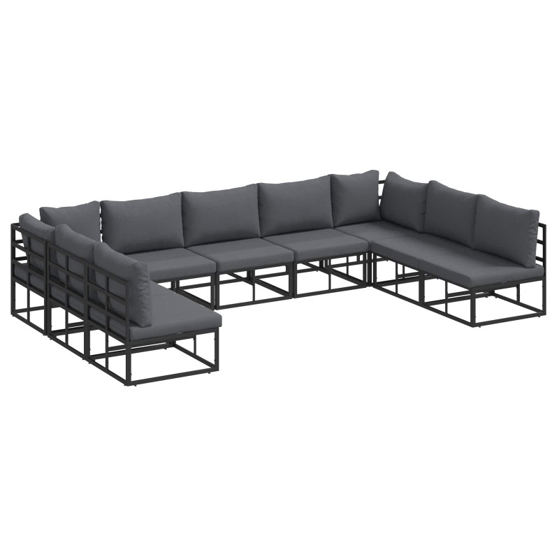Zestaw Sof na Ogród z poduszką 9 pcs Czarny Aluminium