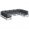 Zestaw Sof na Ogród z poduszką 9 pcs Czarny Aluminium