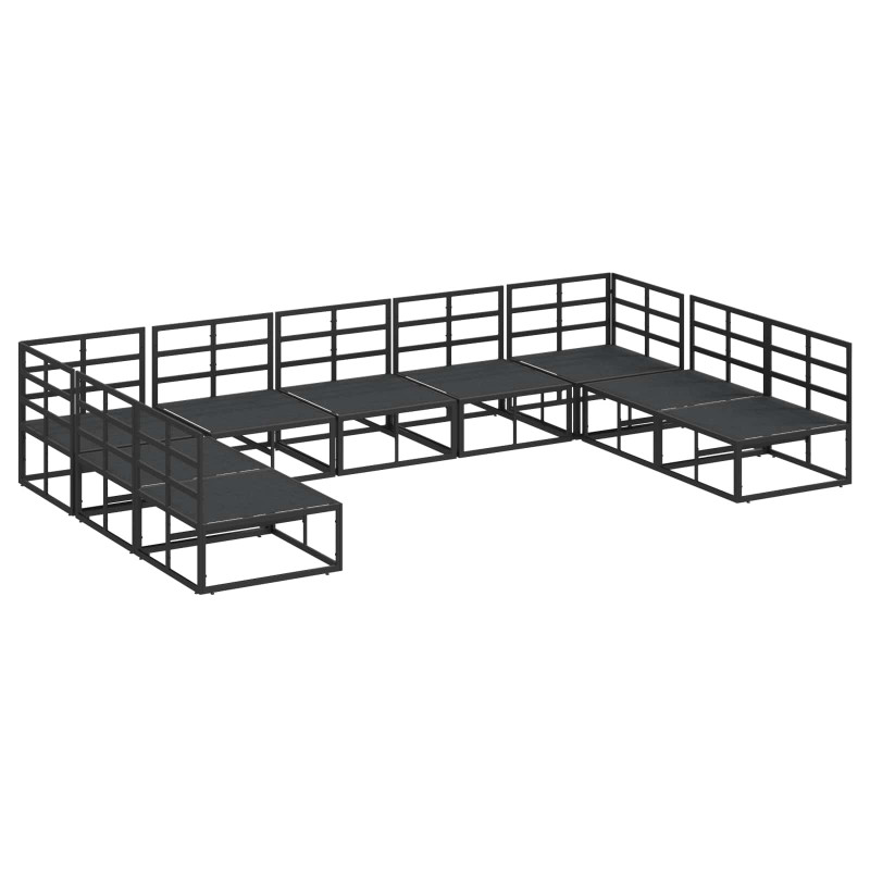 Zestaw Sof na Ogród z poduszką 9 pcs Czarny Aluminium