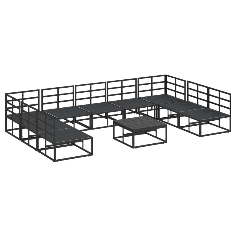 Zestaw Sof na Ogród z poduszką 10 pcs Czarny Aluminium