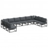 Zestaw Sof na Ogród z poduszką 10 pcs Czarny Aluminium