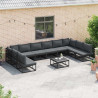 Zestaw Sof na Ogród z poduszką 10 pcs Czarny Aluminium