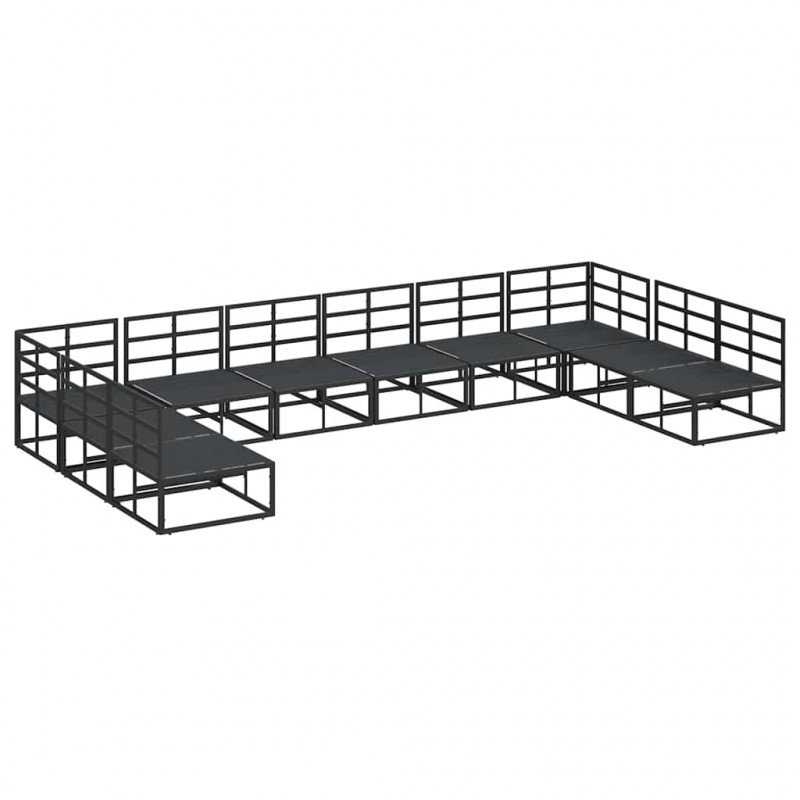 Zestaw Sof na Ogród z poduszką 10 pcs Czarny Aluminium