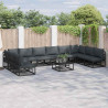 Zestaw Sof na Ogród z poduszką 11 pcs Czarny Aluminium