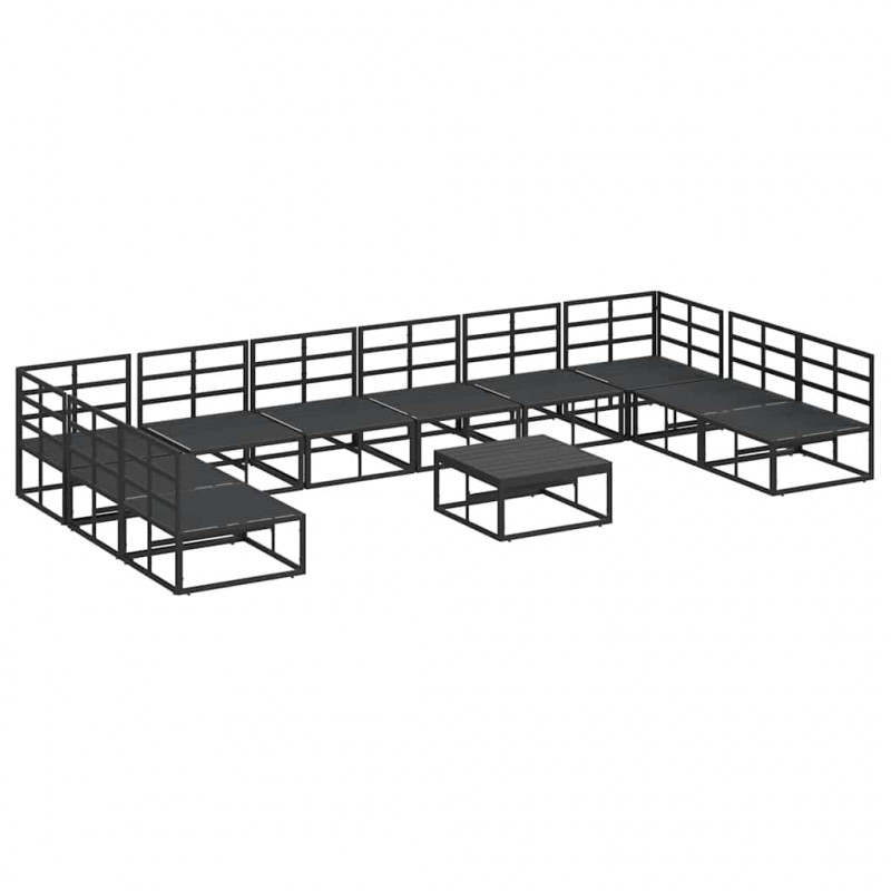 Zestaw Sof na Ogród z poduszką 11 pcs Czarny Aluminium