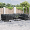 Zestaw Sof na Ogród z poduszką 9 pcs Czarny Aluminium
