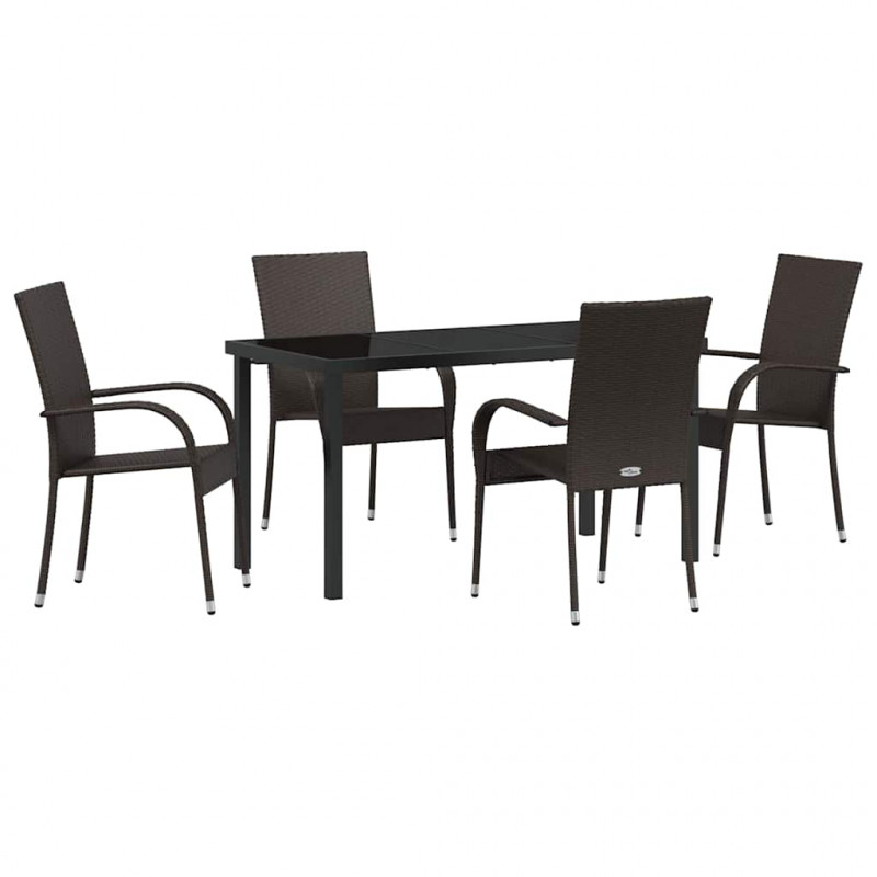 Zestaw do jadalni w ogrodzie 5 pcs Brązowy