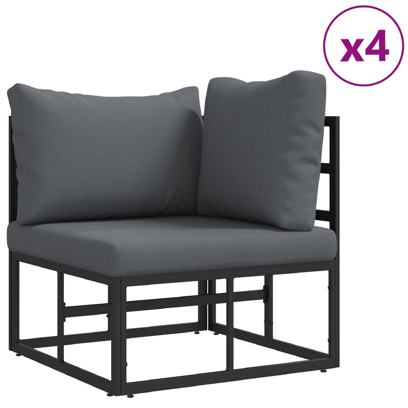 Zestaw Sof na Ogród z poduszką 10 pcs Czarny Aluminium