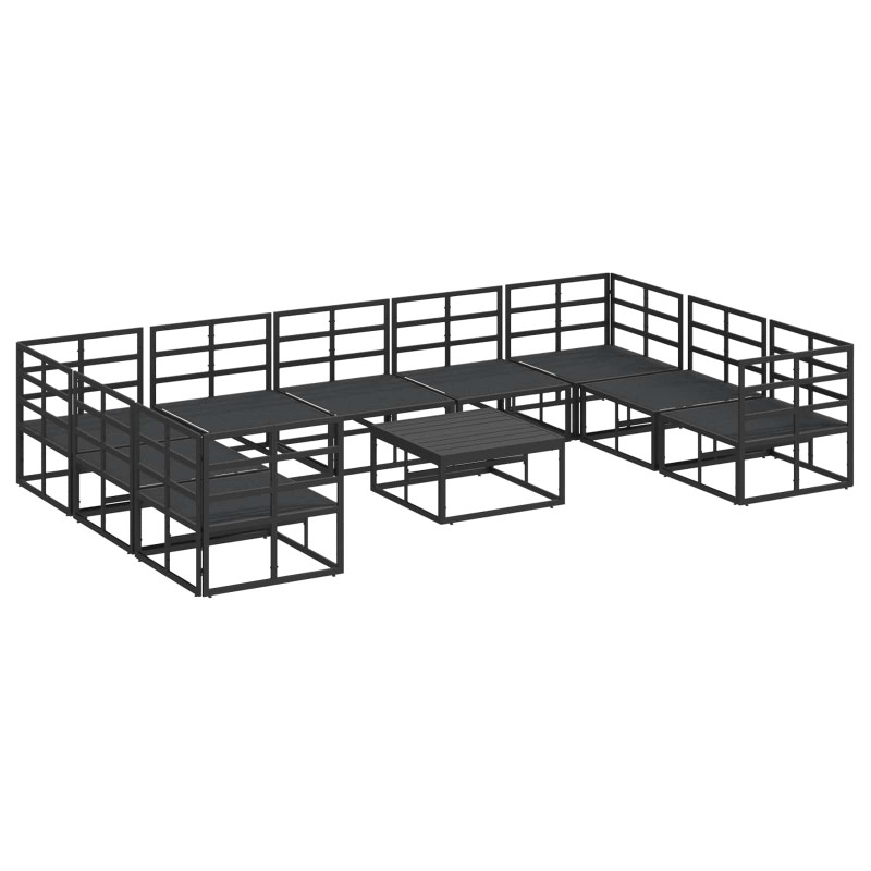 Zestaw Sof na Ogród z poduszką 10 pcs Czarny Aluminium