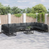 Zestaw Sof na Ogród z poduszką 10 pcs Czarny Aluminium