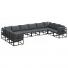 Zestaw Sof na Ogród z poduszką 10 pcs Czarny Aluminium