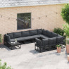 Zestaw Sof na Ogród z poduszką 10 pcs Czarny Aluminium