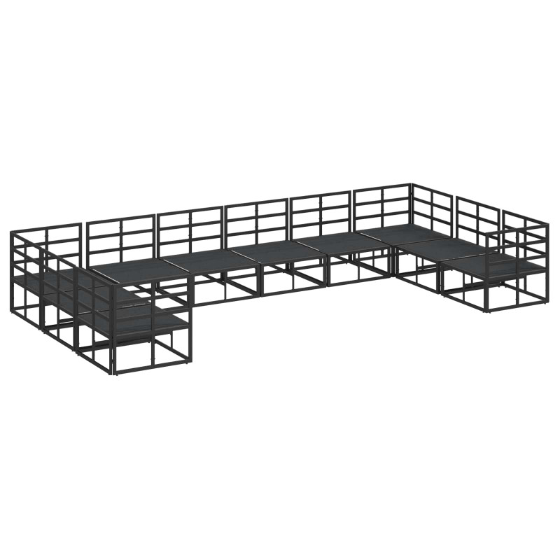 Zestaw Sof na Ogród z poduszką 10 pcs Czarny Aluminium