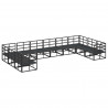 Zestaw Sof na Ogród z poduszką 10 pcs Czarny Aluminium