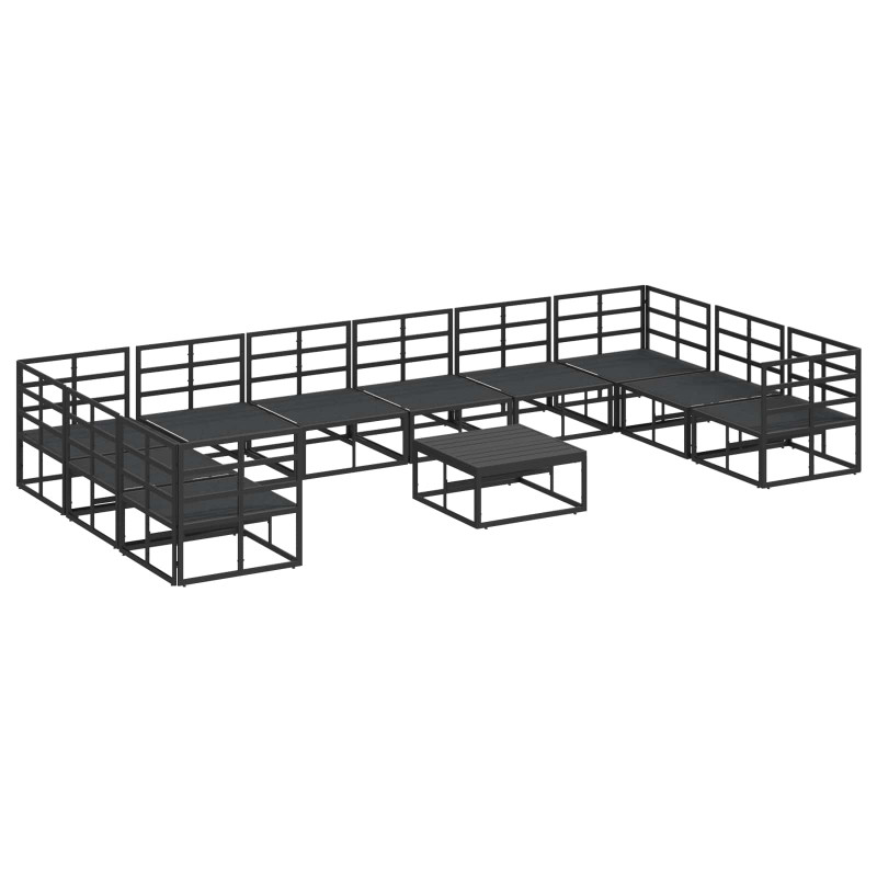 Zestaw Sof na Ogród z poduszką 11 pcs Czarny Aluminium