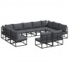 Zestaw Sof na Ogród z poduszką 11 pcs Czarny Aluminium