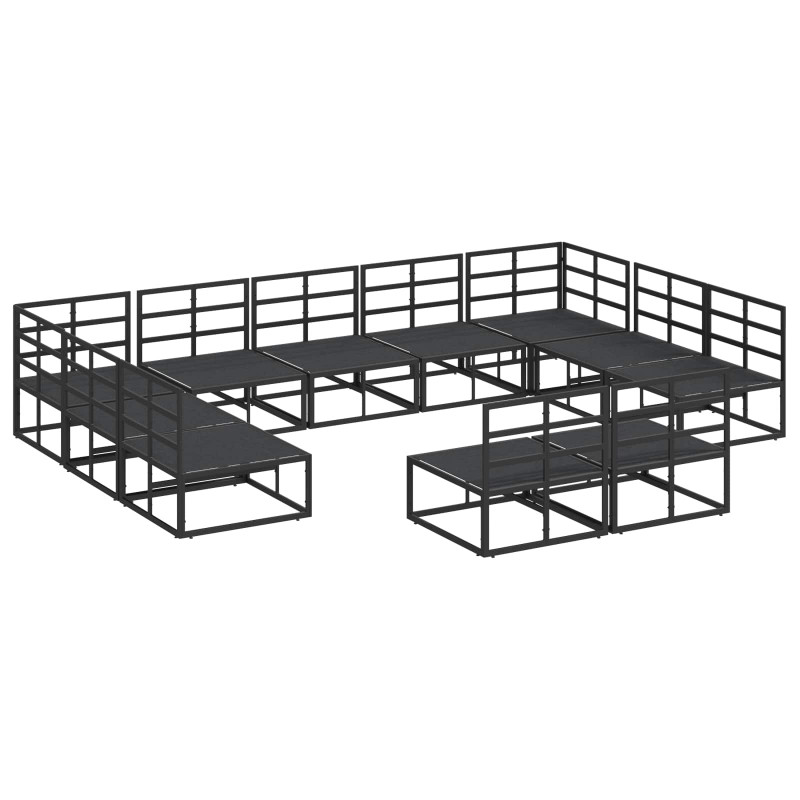 Zestaw Sof na Ogród z poduszką 11 pcs Czarny Aluminium