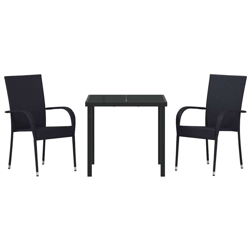 Zestaw do jadalni w ogrodzie 3 pcs Czarny