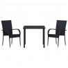 Zestaw do jadalni w ogrodzie 3 pcs Czarny