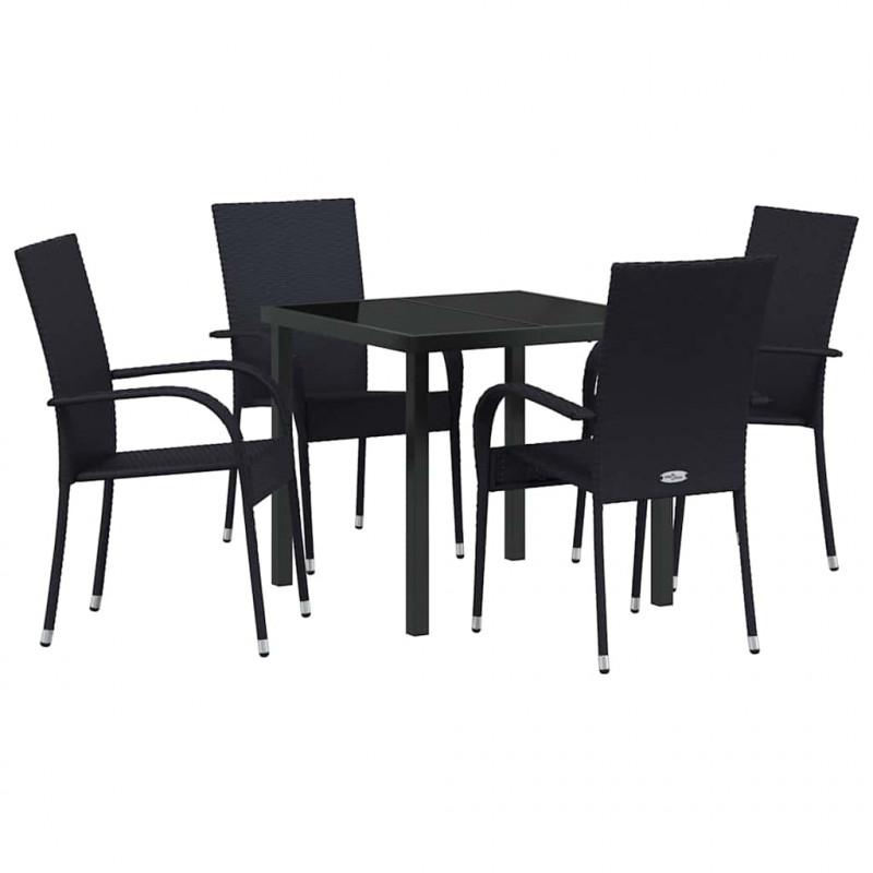 Zestaw do jadalni w ogrodzie 5 pcs Czarny