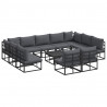 Zestaw Sof na Ogród z poduszką 12 pcs Czarny Aluminium