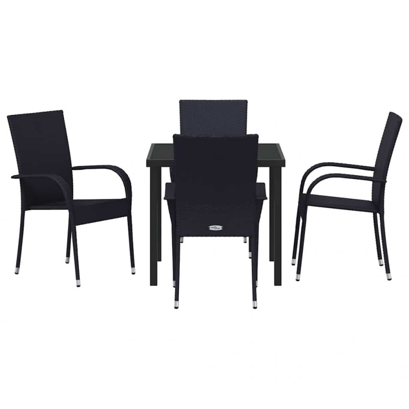 Zestaw do jadalni w ogrodzie 5 pcs Czarny