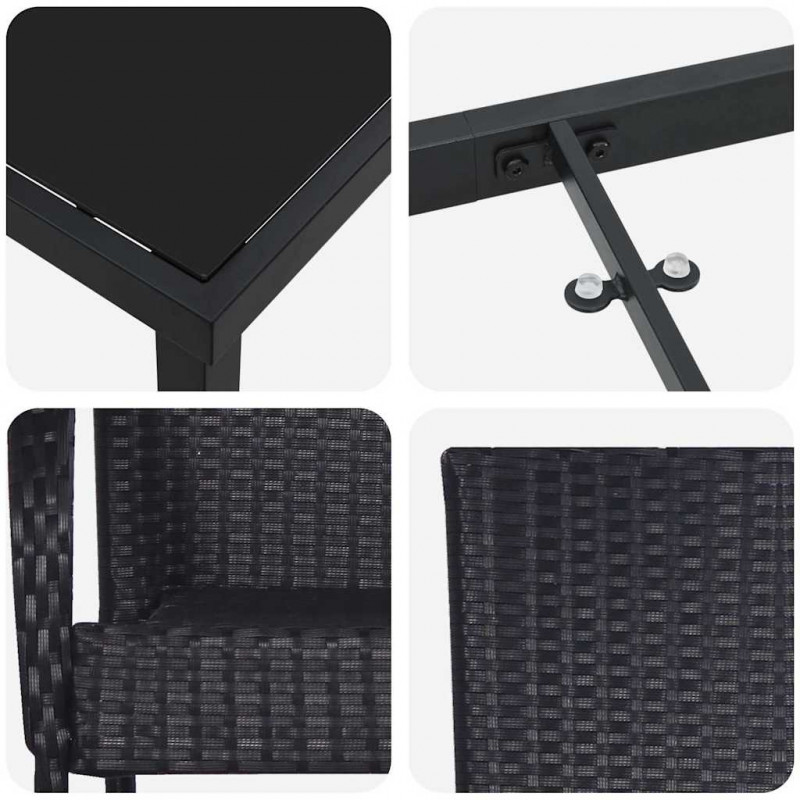Zestaw do jadalni w ogrodzie 5 pcs Czarny