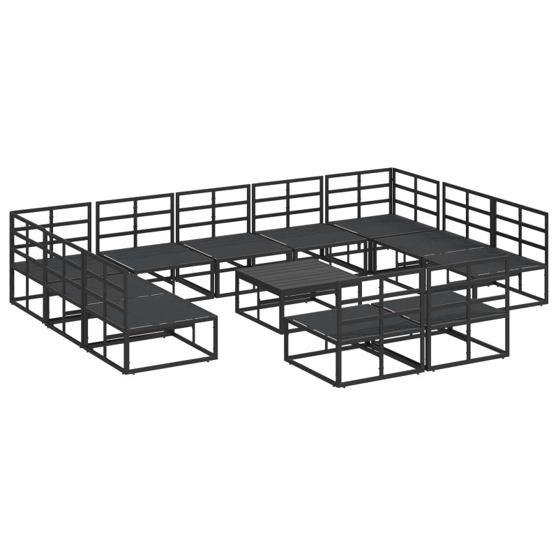 Zestaw Sof na Ogród z poduszką 12 pcs Czarny Aluminium
