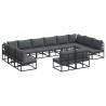 Zestaw Sof na Ogród z poduszką 12 pcs Czarny Aluminium