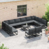 Zestaw Sof na Ogród z poduszką 12 pcs Czarny Aluminium
