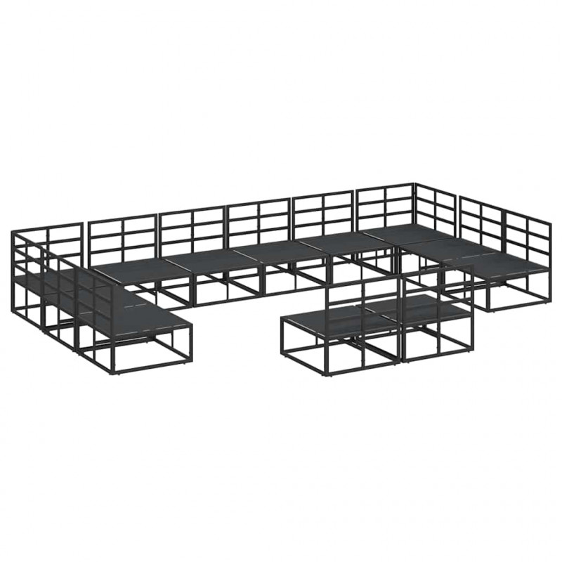Zestaw Sof na Ogród z poduszką 12 pcs Czarny Aluminium