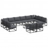 Zestaw Sof na Ogród z poduszką 13 pcs Czarny Aluminium