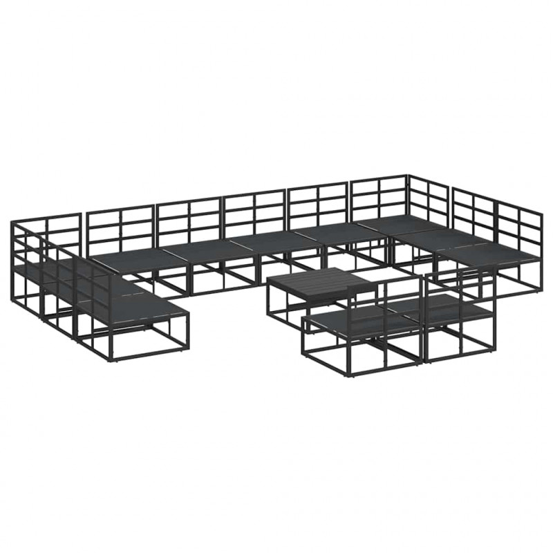 Zestaw Sof na Ogród z poduszką 13 pcs Czarny Aluminium