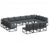 Zestaw Sof na Ogród z poduszką 13 pcs Czarny Aluminium