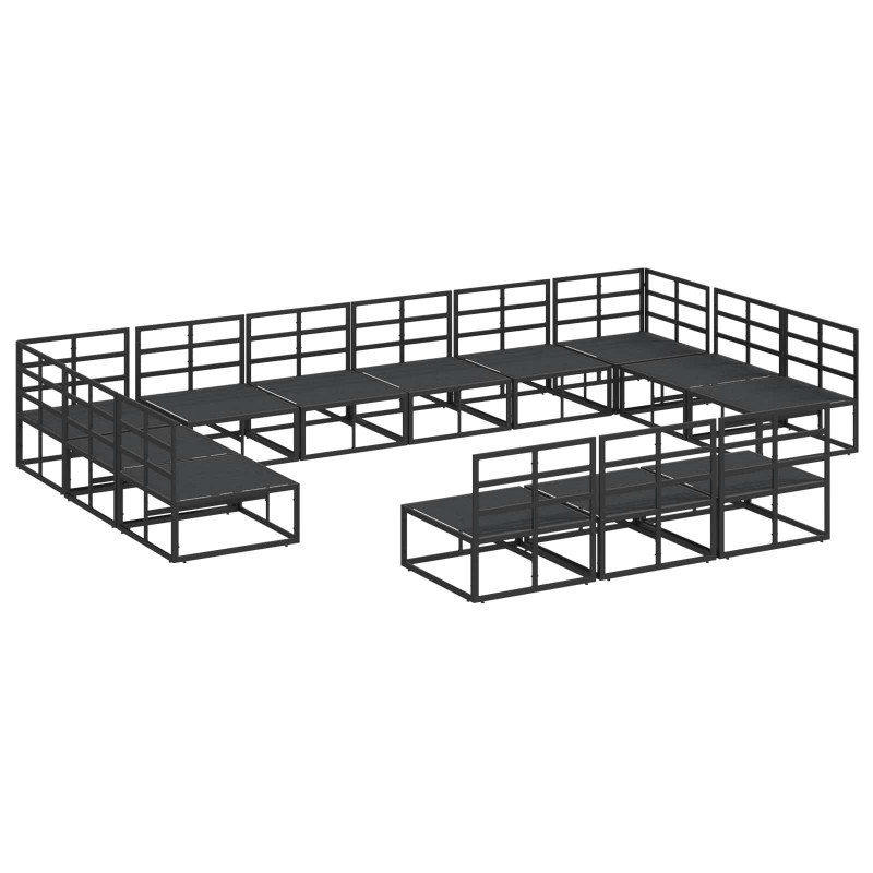 Zestaw Sof na Ogród z poduszką 13 pcs Czarny Aluminium