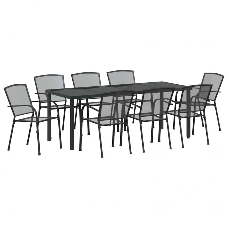 Zestaw do jadalni w ogrodzie 9 pcs Antracyt