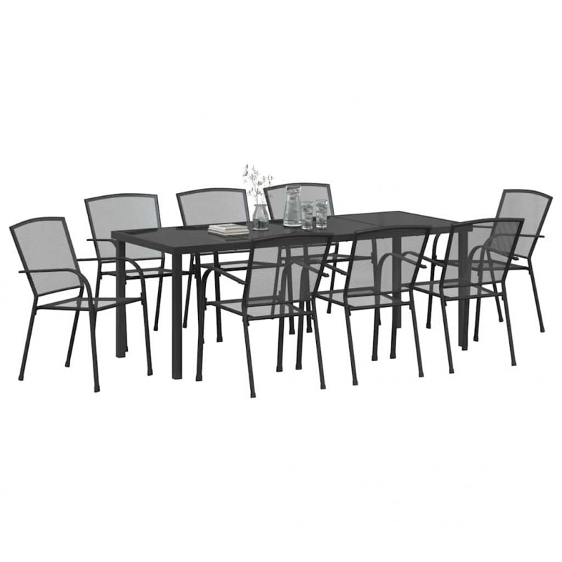 Zestaw do jadalni w ogrodzie 9 pcs Antracyt