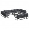Zestaw Sof na Ogród z poduszką 14 pcs Czarny Aluminium