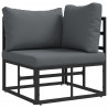 Zestaw Sof na Ogród z poduszką 14 pcs Czarny Aluminium