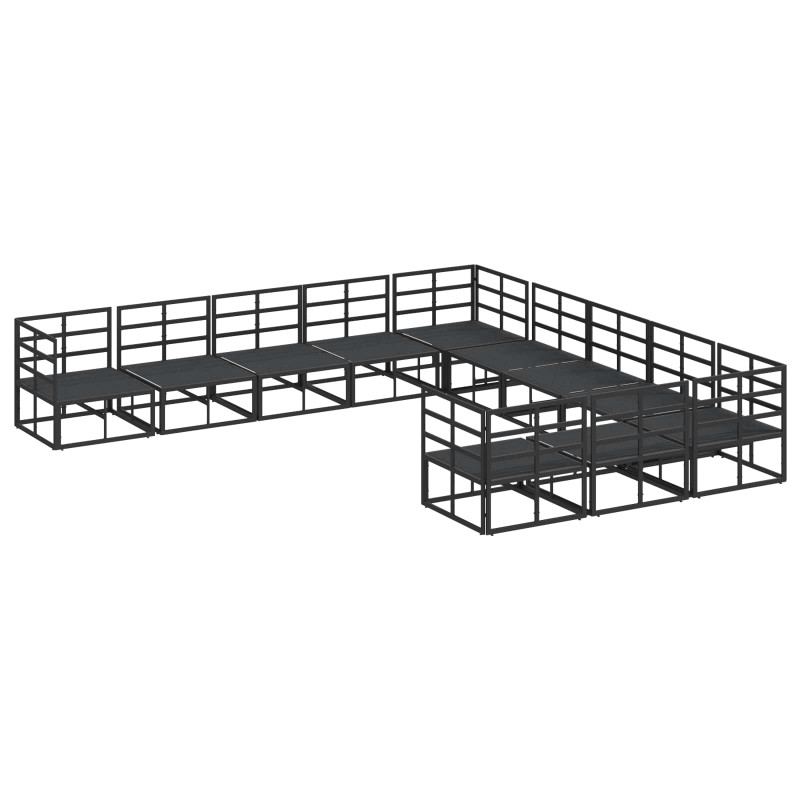 Zestaw Sof na Ogród z poduszką 11 pcs Czarny Aluminium