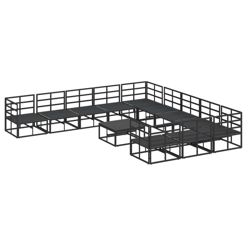 Zestaw Sof na Ogród z poduszką 12 pcs Czarny Aluminium
