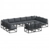 Zestaw Sof na Ogród z poduszką 12 pcs Czarny Aluminium