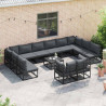 Zestaw Sof na Ogród z poduszką 12 pcs Czarny Aluminium