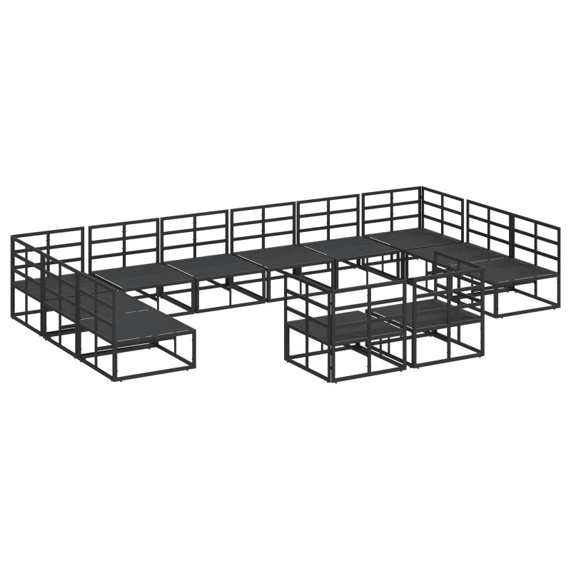 Zestaw Sof na Ogród z poduszką 12 pcs Czarny Aluminium