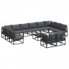 Zestaw Sof na Ogród z poduszką 13 pcs Czarny Aluminium